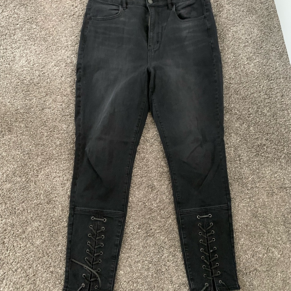 American Eagle Outfitters Black Lace-Up Jeans